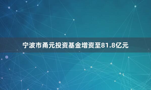 宁波市甬元投资基金增资至81.8亿元