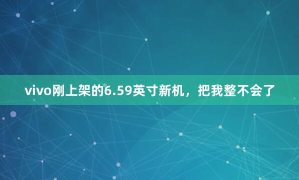 vivo刚上架的6.59英寸新机，把我整不会了