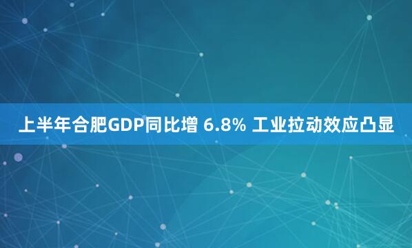 上半年合肥GDP同比增 6.8% 工业拉动效应凸显