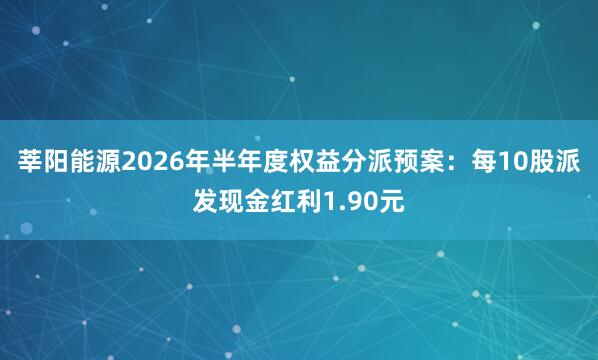 莘阳能源2026年半年度权益分派预案:每10股派发现金红利1.90元