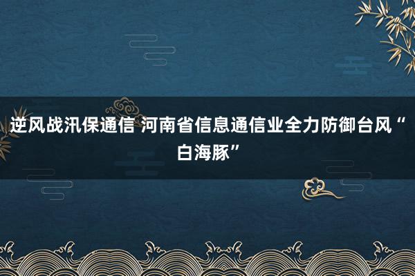 逆风战汛保通信 河南省信息通信业全力防御台风“白海豚”
