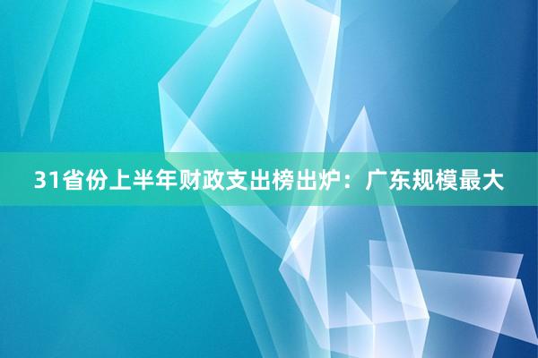 31省份上半年财政支出榜出炉：广东规模最大