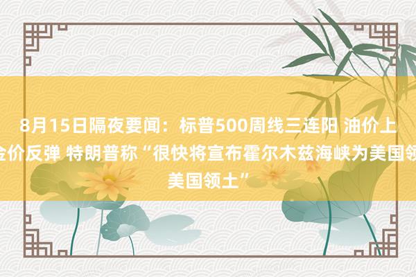 8月15日隔夜要闻：标普500周线三连阳 油价上涨 金价反弹 特朗普称“很快将宣布霍尔木兹海峡为美国领土”