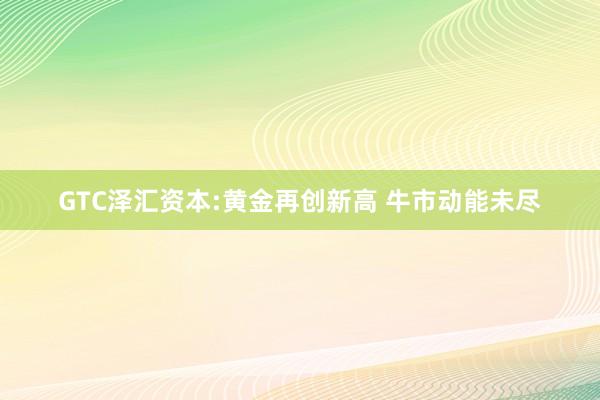 GTC泽汇资本:黄金再创新高 牛市动能未尽