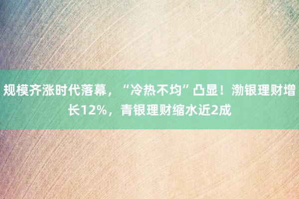 规模齐涨时代落幕，“冷热不均”凸显！渤银理财增长12%，青银理财缩水近2成