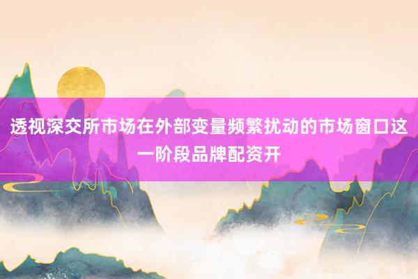 透视深交所市场在外部变量频繁扰动的市场窗口这一阶段品牌配资开