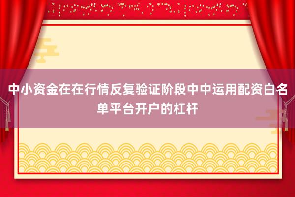 中小资金在在行情反复验证阶段中中运用配资白名单平台开户的杠杆