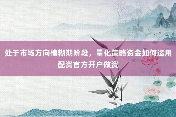 处于市场方向模糊期阶段,量化策略资金如何运用配资官方开户做资