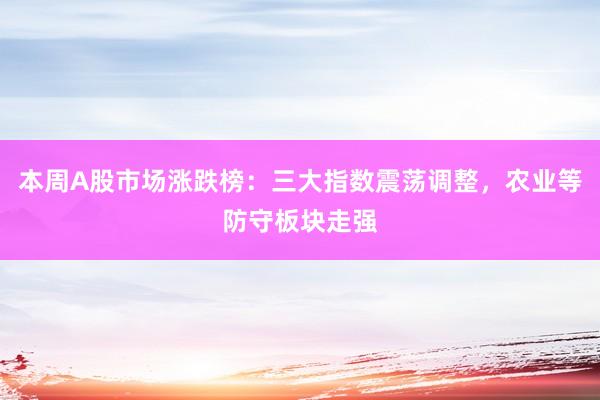 本周A股市场涨跌榜：三大指数震荡调整，农业等防守板块走强