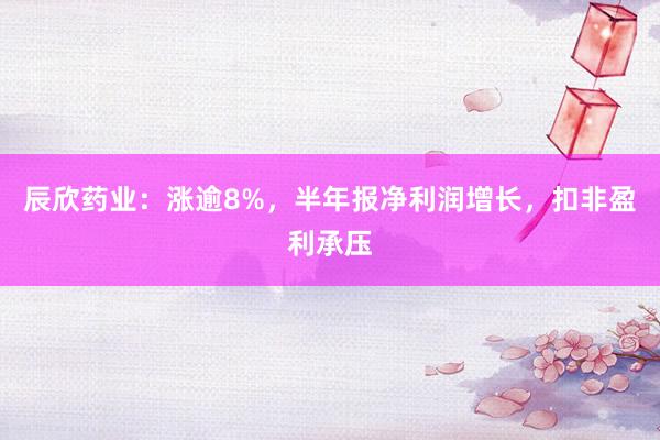 辰欣药业：涨逾8%，半年报净利润增长，扣非盈利承压