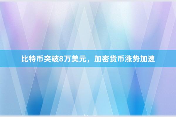 比特币突破8万美元，加密货币涨势加速