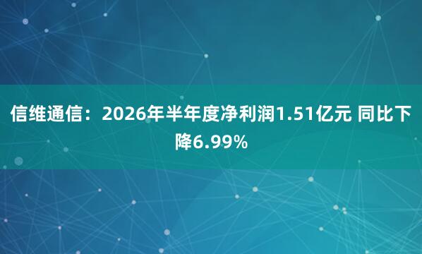 信维通信：2026年半年度净利润1.51亿元 同比下降6.99%