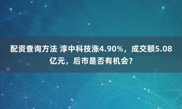 配资查询方法 淳中科技涨4.90%，成交额5.08亿元，后市是否有机会？