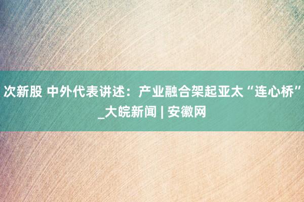次新股 中外代表讲述:产业融合架起亚太“连心桥”_大皖新闻 | 安徽网