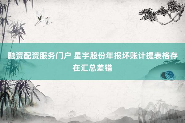 融资配资服务门户 星宇股份年报坏账计提表格存在汇总差错