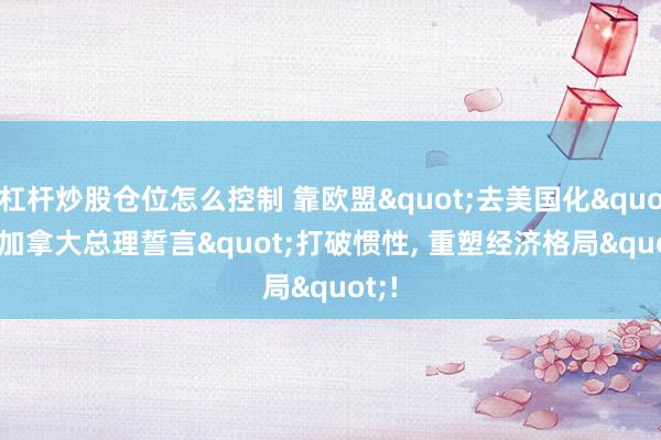 杠杆炒股仓位怎么控制 靠欧盟"去美国化", 加拿大总理誓言"打破惯性, 重塑经济格局"!