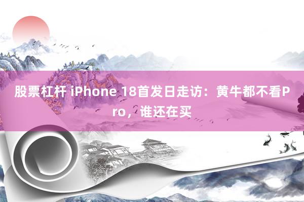 股票杠杆 iPhone 18首发日走访：黄牛都不看Pro，谁还在买