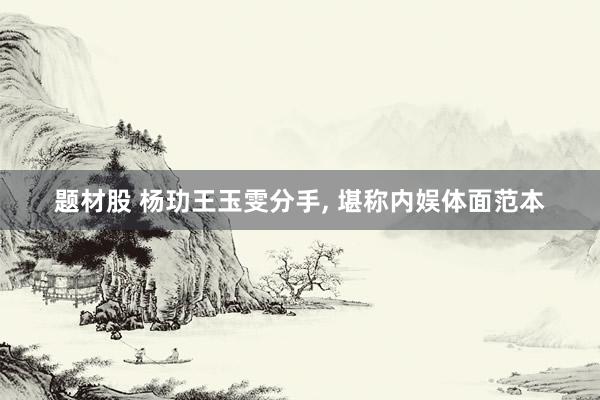 题材股 杨玏王玉雯分手, 堪称内娱体面范本