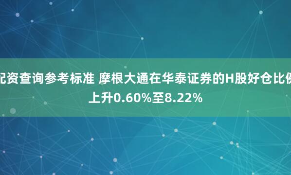 配资查询参考标准 摩根大通在华泰证券的H股好仓比例上升0.60%至8.22%
