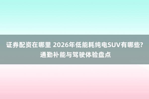 证券配资在哪里 2026年低能耗纯电SUV有哪些? 通勤补能与驾驶体验盘点